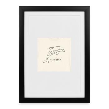 Dolphin Line Art: Ocean Friend - Framed poster (27 × 37 cm) - black - Front