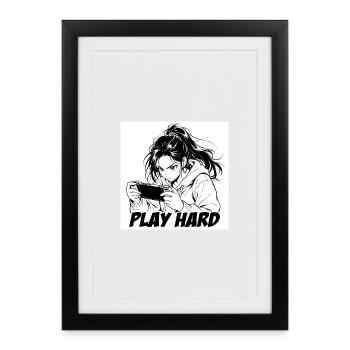 Play Hard Manga Gamer - Framed poster (27 × 37 cm) - black - Front