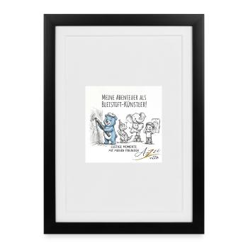 Bleistiftkünstler-Abenteuer mit Freunden - Gerahmtes Poster (27 × 37 cm) - Schwarz - Vorne