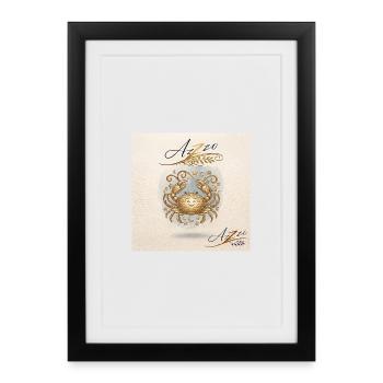 Goldener Krebszodiac  - Gerahmtes Poster (27 × 37 cm) - Schwarz - Vorne