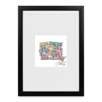 Hallo Freunde Spass und Farbe - Gerahmtes Poster (27 × 37 cm) - Schwarz - Vorne