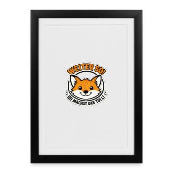 Motivierender Fuchs: Weiter So - Gerahmtes Poster (27 × 37 cm) - Schwarz - Vorne