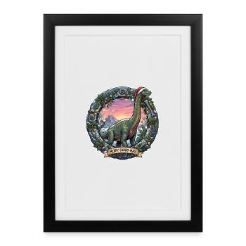 Brachiosaurus Christmas - Framed poster (27 × 37 cm) - black - Front