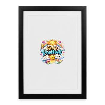 Restez positifs Rainbow Kawaii - Affiche encadrée (27 × 37 cm) - noir - Devant