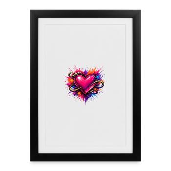 Heart with infinity sign and color explosion - Framed poster (27 × 37 cm) - black - Front