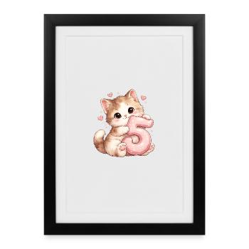 Kitten 5 Birthday - Framed poster (27 × 37 cm) - black - Front