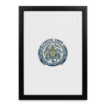 Exotic Vibes 🐢 Collection Textile Tatau - Framed poster (27 × 37 cm) - black - Front