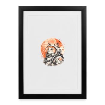 Astronauts Cat in Space – Japanese Retro - Framed poster (27 × 37 cm) - black - Front