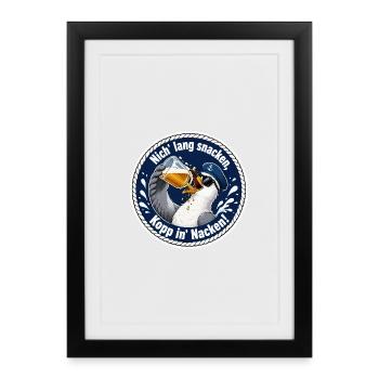 Seemöwe Biergenuss Seemannsmotiv - Gerahmtes Poster (27 × 37 cm) - Schwarz - Vorne