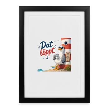 Dat löppt - Gerahmtes Poster (27 × 37 cm) - Schwarz - Vorne