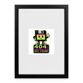 Motivation Retro 404 non trouvée - Affiche encadrée (27 × 37 cm) - noir - Devant