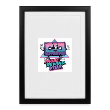 Pause Retour en arrière Cassette Vibe - Affiche encadrée (27 × 37 cm) - noir - Devant