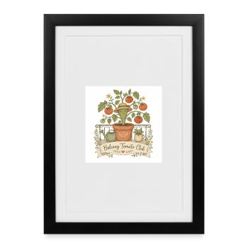 Illustration du Club de la Tomate sur le balcon - Affiche encadrée (27 × 37 cm) - noir - Devant