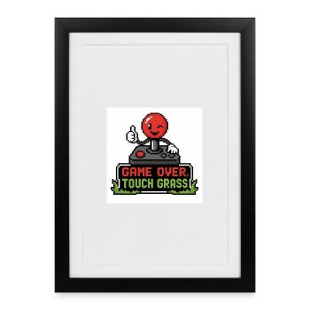 Game Over Touch Grass Pixel - Affiche encadrée (27 × 37 cm) - noir - Devant