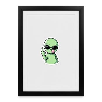 Alien with Sunglasses Blowjob Groove - Framed poster (27 × 37 cm) - black - Front