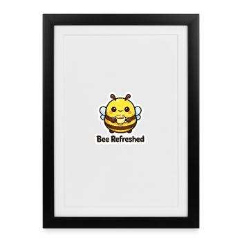 Bee Enjoys Coffee Sticker - Framed poster (27 × 37 cm) - black - Front