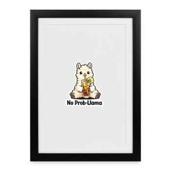 No Prob Llama Drink Illustration - Framed poster (27 × 37 cm) - black - Front
