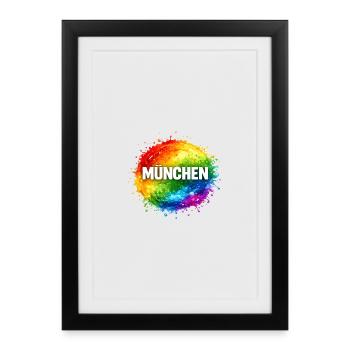 Des éclaboussures colorées sur Munich - Affiche encadrée (27 × 37 cm) - noir - Devant