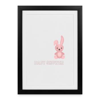 Shower de bébé avec motif de lapin rose - Affiche encadrée (27 × 37 cm) - noir - Devant