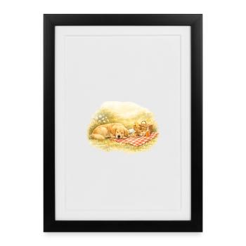 Golden Dog Family Retriever Dog Nature Love - Framed poster (27 × 37 cm) - black - Front