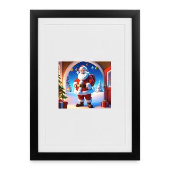 Cartoon Merry Christmas Saint Nicholas Gift - Framed poster (27 × 37 cm) - black - Front