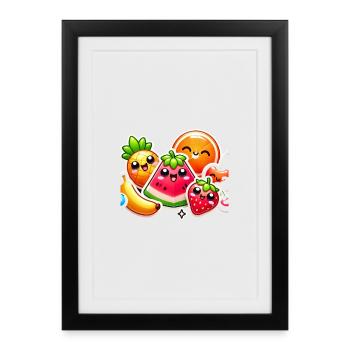 Style de fête aux fruits coloré - Affiche encadrée (27 × 37 cm) - noir - Devant