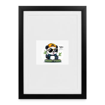 Panda DJ with Bamboo Sticks - Framed poster (27 × 37 cm) - black - Front