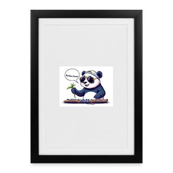 DJ Panda with Goggles and Bamboo Stick - Framed poster (27 × 37 cm) - black - Front