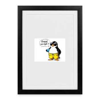 Stylish penguin sleeve with glasses - Framed poster (27 × 37 cm) - black - Front