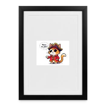 Cat Pirate Costume Illustration - Framed poster (27 × 37 cm) - black - Front