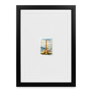 Aquarelle : Art de la ligne d’horizon de la Tour Eiffel - Affiche encadrée (27 × 37 cm) - noir - Devant