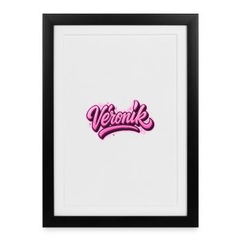 Veronik Graffiti prénom , cadeau idéal sur t-shi - Affiche encadrée (27 × 37 cm) - noir - Devant