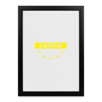 Yellow Swedish Flag Circle Design - Framed poster (27 × 37 cm) - black - Front