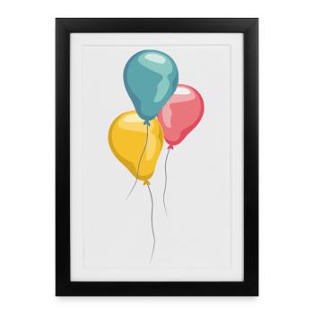 ballon symbole de ballon Couleurs du logo - Affiche encadrée (27 × 37 cm) - noir - Devant