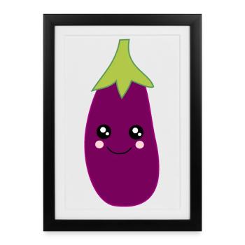 Aubergine Légume Costume Carnaval Carnaval - Affiche encadrée (27 × 37 cm) - noir - Devant