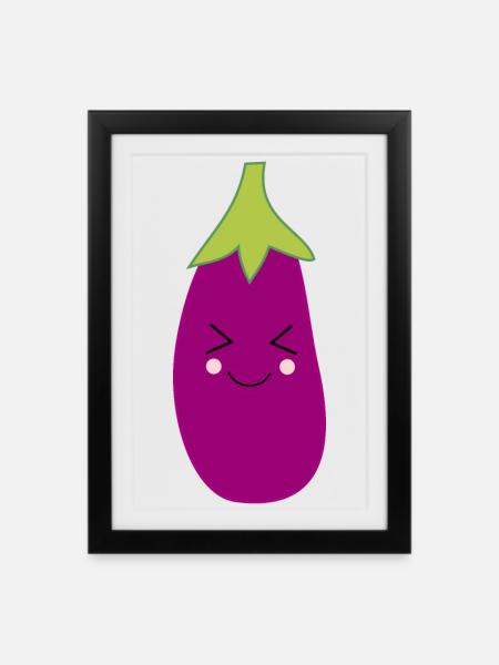 Aubergine Gemüse Kostüm Fasching Karneval - Gerahmtes Poster (27 × 37 cm) - Schwarz
