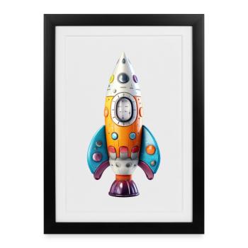 Colorful, Cute Rocket Richard - Print Design - Framed poster (27 × 37 cm) - black - Front