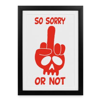 Crâne rouge impoli - Affiche encadrée (27 × 37 cm) - noir - Devant