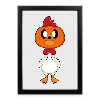 Poulet Halloween Citrouille - Affiche encadrée (27 × 37 cm) - noir - Devant