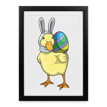 Oreilles de lapin de Pâques canard - Affiche encadrée (27 × 37 cm) - noir - Devant