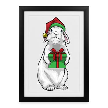 Bunny Christmas Package - Framed poster (27 × 37 cm) - black - Front