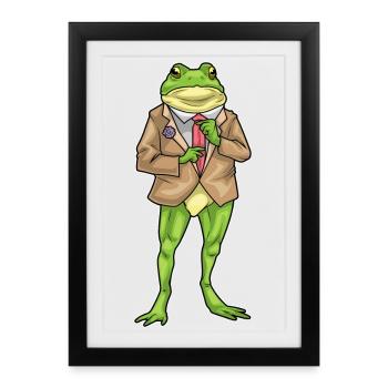 Frosch Bräutigam Sakko Hochzeit - Gerahmtes Poster (27 × 37 cm) - Schwarz - Vorne