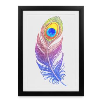 Plume Arc-en-ciel : Style et Créativité sur votre - Affiche encadrée (27 × 37 cm) - noir - Devant