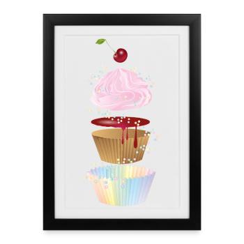 Playful cupcake illustration in individual parts - Framed poster (27 × 37 cm) - black - Front