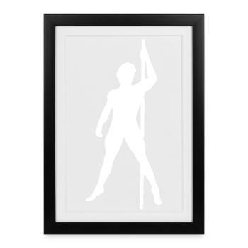 Homme Silhouette Pole Dance Danse Exotique - Affiche encadrée (27 × 37 cm) - noir - Devant