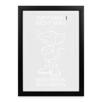 Mouse with work ethic funny saying - Framed poster (27 × 37 cm) - black - Front