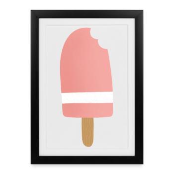 Morsure de popsicle rose dégradé - Affiche encadrée (27 × 37 cm) - noir - Devant