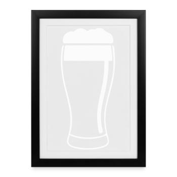 Verre à bière avec mousse - Affiche encadrée (27 × 37 cm) - noir - Devant