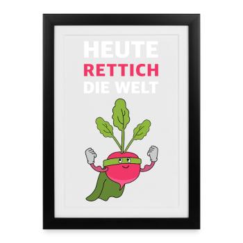 Rettich-Superheld gegen Chaos - Gerahmtes Poster (27 × 37 cm) - Schwarz - Vorne