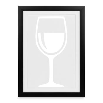 Wine Glass Black Grapevine Wine Gift Waiter - Framed poster (27 × 37 cm) - black - Front